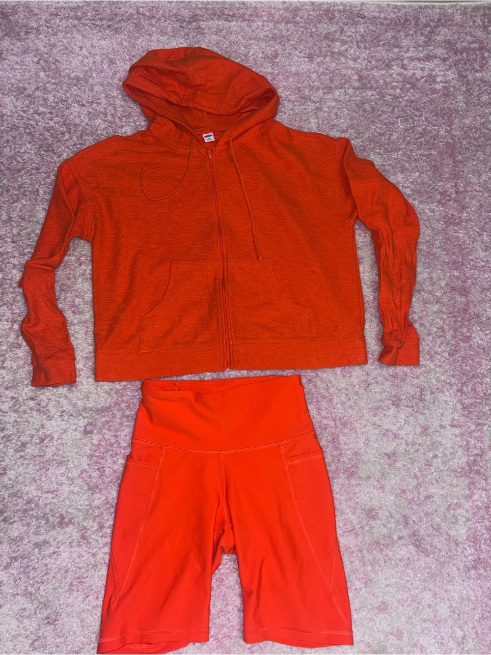 Old Navy Orange Hoodie and Matching Bike Shorts